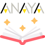 Libro, estrellas y logotipo de ANAYA